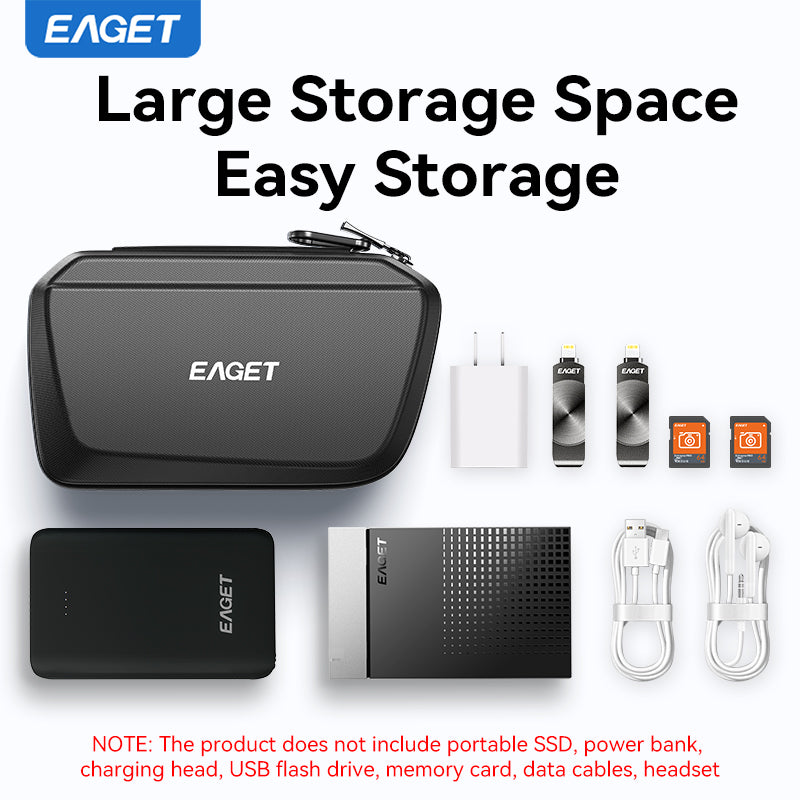 EAGET Hard Portable Storage Box, Shockproof Storage Bag, Large Storage Space, Multiple Protection, Portable Electronic Storage Box, Multi Functional Storage Bag