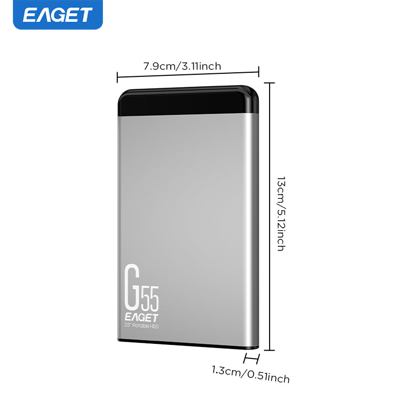 EAGET 2TB Portable High Speed Mobile Hard Drive, Computer External Mechanical Hard Drive, 500GB/1TB Large Storage, 2.5" USB 3.0 HDD, Game/File/Video/Music Data Storage Expansion Backup