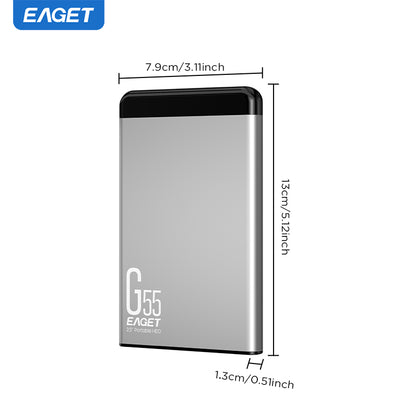 EAGET 2TB Portable High Speed Mobile Hard Drive, Computer External Mechanical Hard Drive, 500GB/1TB Large Storage, 2.5" USB 3.0 HDD, Game/File/Video/Music Data Storage Expansion Backup