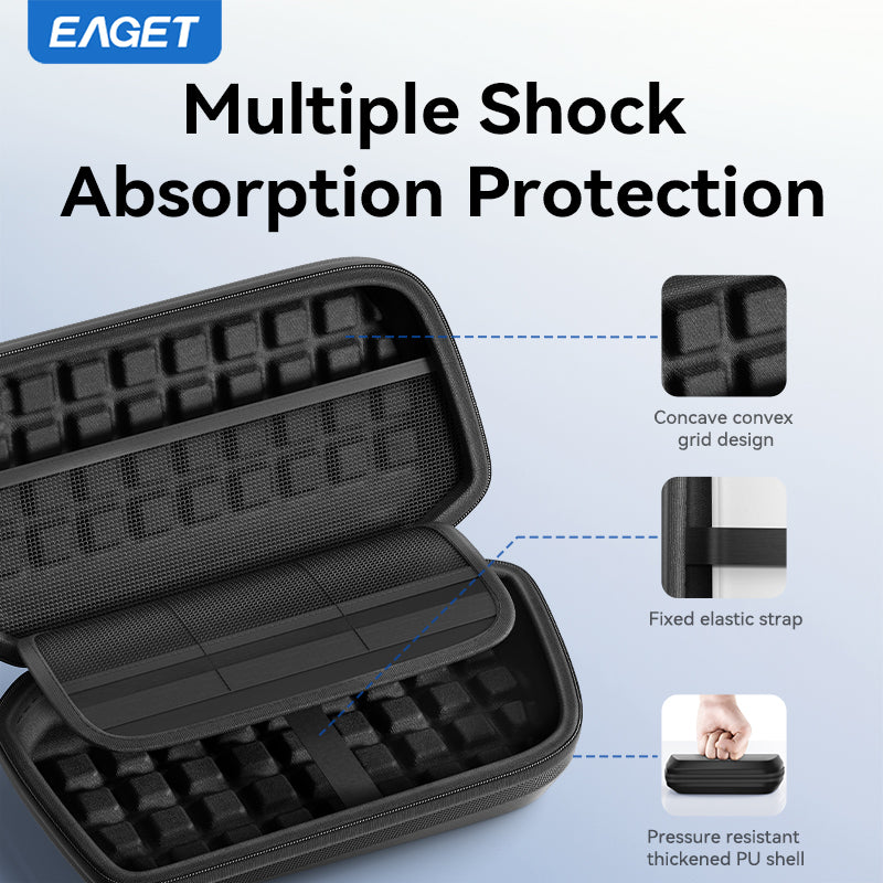 EAGET Hard Portable Storage Box, Shockproof Storage Bag, Large Storage Space, Multiple Protection, Portable Electronic Storage Box, Multi Functional Storage Bag