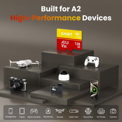 Micro SD Memory Card, A2 U3 V30, 64GB/128GB/256GB/512GB, Up to 160/100MB/s Read/Write, 4K UHD, UHS-I
