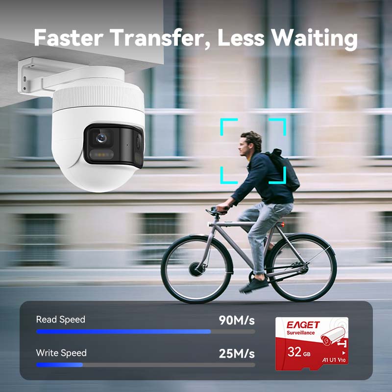 Micro SD Card with SD Adapter for Monitor, 128GB/256GB 1-Pack, 8GB/16GB/32GB/64GB 2-Pack, for surveillance applications such as yards and home security