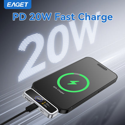 EAGET Type-C USB Flash Drive With Intelligent Digital Display, 128GB/256GB USB C Memory Stick, PD 20W Fast-Charging Secure Flash Drive with Smart LCD Display, APP Encryption & One-Click BackupFor iPhone 16/15, Easy Monitoring of USB Flash Drive Health