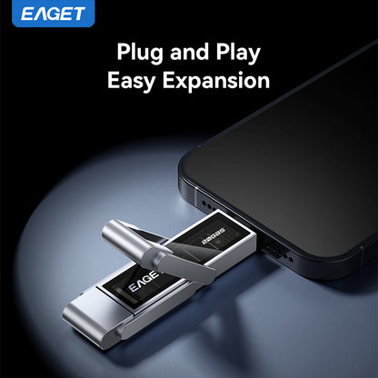 1TB/512GB Solid-State Flash Drive, USB3.2 to Type-C Dual-interface, 20Gbps High Speed Transmission