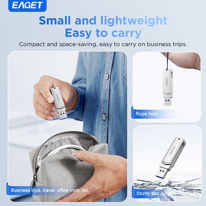 2-in-1 USB3.2 Flash Drive OTG Metal U Disk, 360° rotates USB Memory Stick, 32GB/64GB128GB/256GB/512GB/1TB High Speed Memory Stick Pen Drive, USB-A Or Typc-C Flash Drive Disk