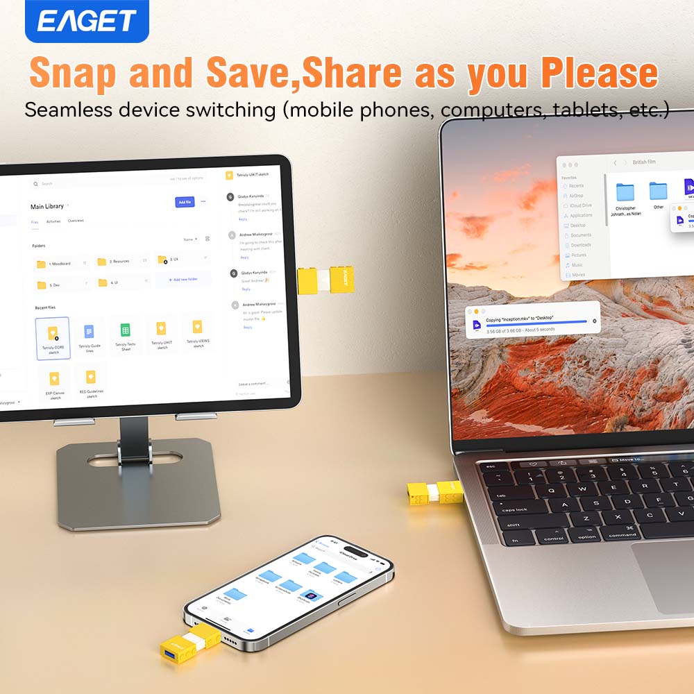 USB 3.2 Flash Drive 150Mb/S, Dual USB-A And Type-C, Thumb Drive Photo Stick, Push-Pull Design, 32/64/128/256GB Optional