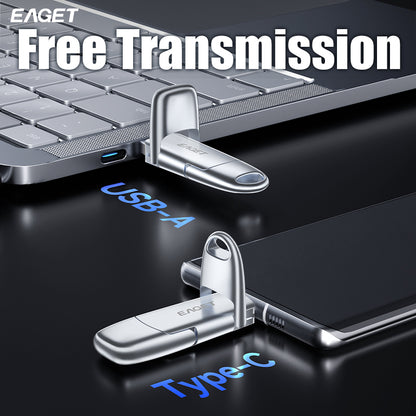 EAGET 512GB/1TB External SSD Solid State, USB 3.2 Type-C Flash Drive Disk, 1000MB/S Superior Ultra-speed Pen Drive