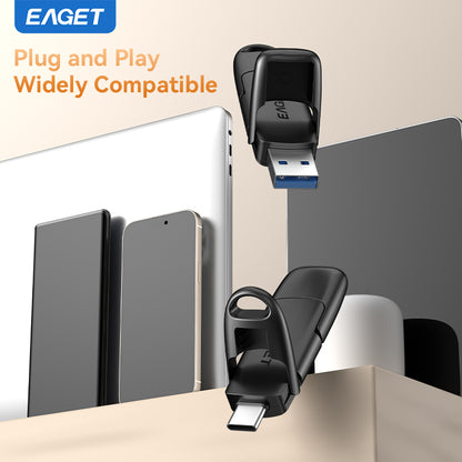 EAGET Dual-interface USB 3.2 Gen 2 to Type-C Solid State Flash Drive - Up to 560MB/S Read Speed, Compact size, All-metal Shell, Strong and Durable