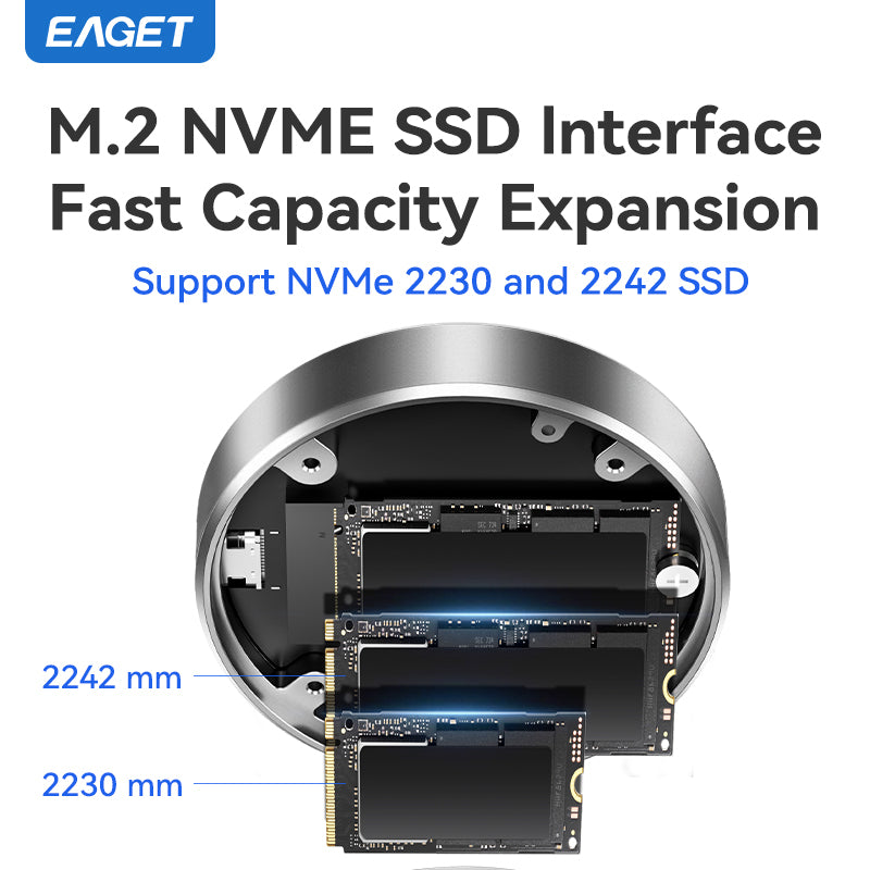 M.2 NVMe SSD Enclosure, USB 3.2 Gen 2 10Gbps to M-Key External Solid State Drive Case, Aluminum Alloy, Supports 2TB/4TB/8TB Storage Expansion, Data Transfer Tool