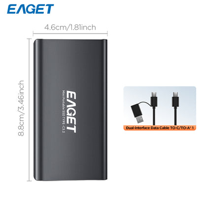 EAGET 256GB/1TB Dual-interface Data Cable To-C/To-A Portable High Speed Mobile Solid State Drive, Large Storage, Computer External Solid State Drive, Data Storage Expansion Backup