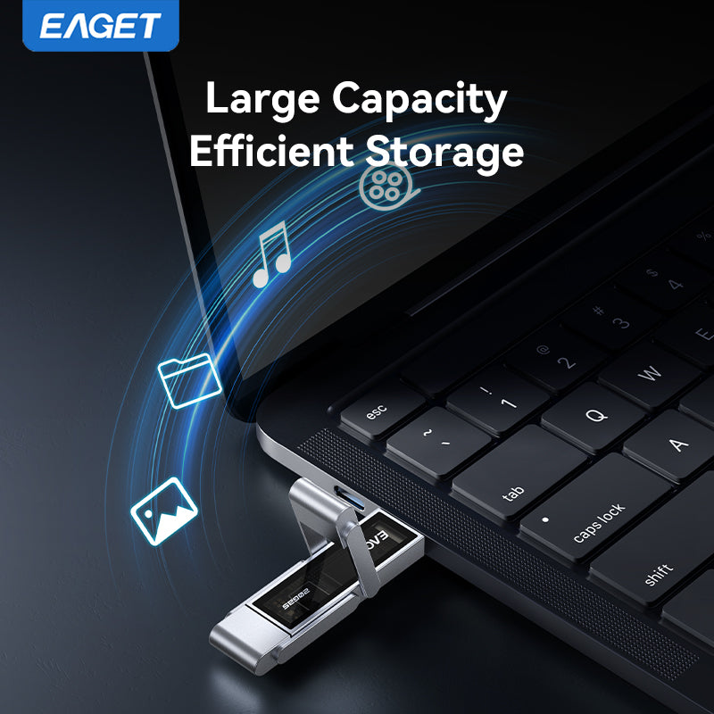 1TB/512GB Solid-State Flash Drive, USB3.2 to Type-C Dual-interface, 20Gbps High Speed Transmission