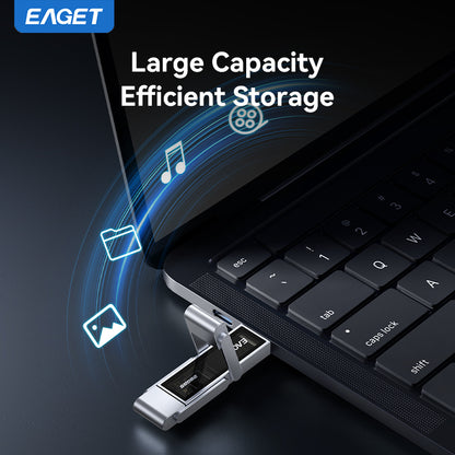 1TB/512GB Solid-State Flash Drive, USB3.2 to Type-C Dual-interface, 20Gbps High Speed Transmission
