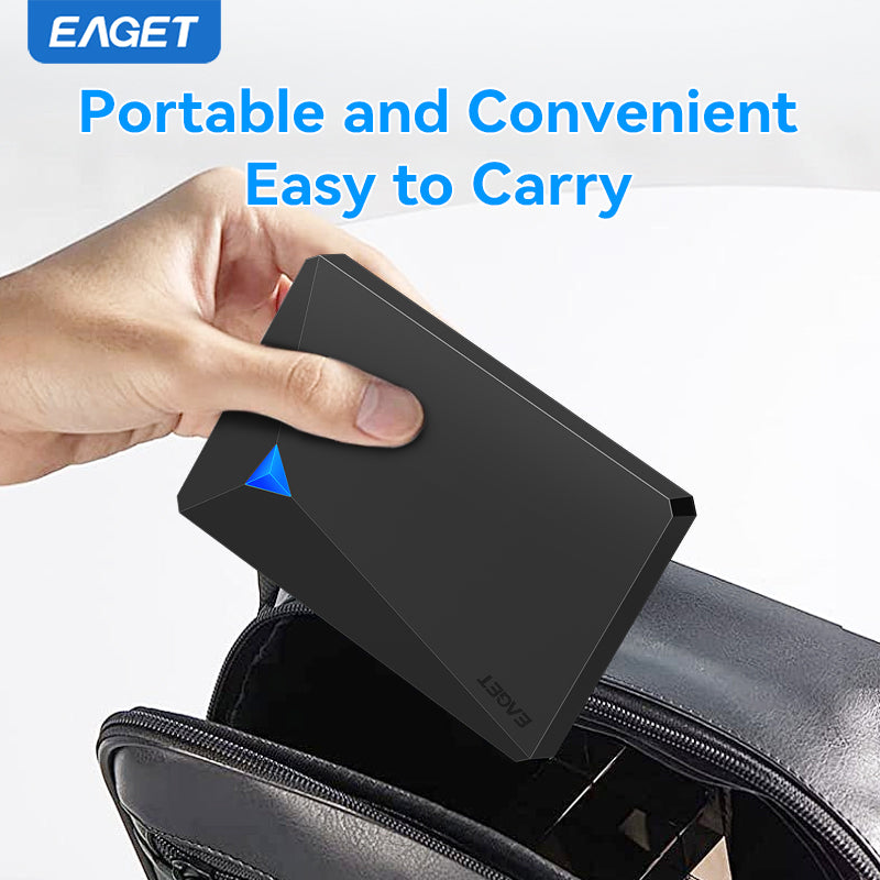 EAGET Portable External Hard Drive, Micro-B to Type-C/USB-A Mechanical Hard Drive Plug and Play USB 3.0 HDD Compatible with Mobile Phone, PS4, PC, Laptop, TV/File/Video Quick Save Fast Transmission