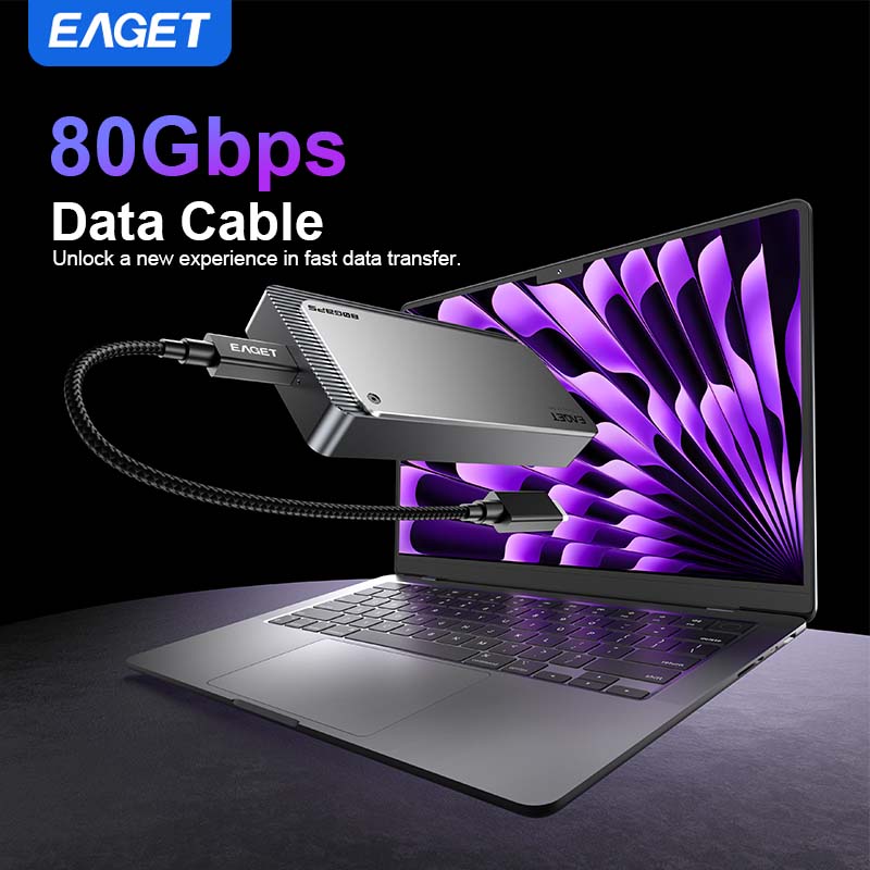 M.2 NVMe SSD 80Gbps Enclosure, Intel JHL9480, Three-Chip Solution, Intelligent Cooling System, Compatible with Thunderbolt 5/ 4/ 3 and USB 4.0 V2.0/ USB 4.0/ 3.2/ 3.1/ 3.0