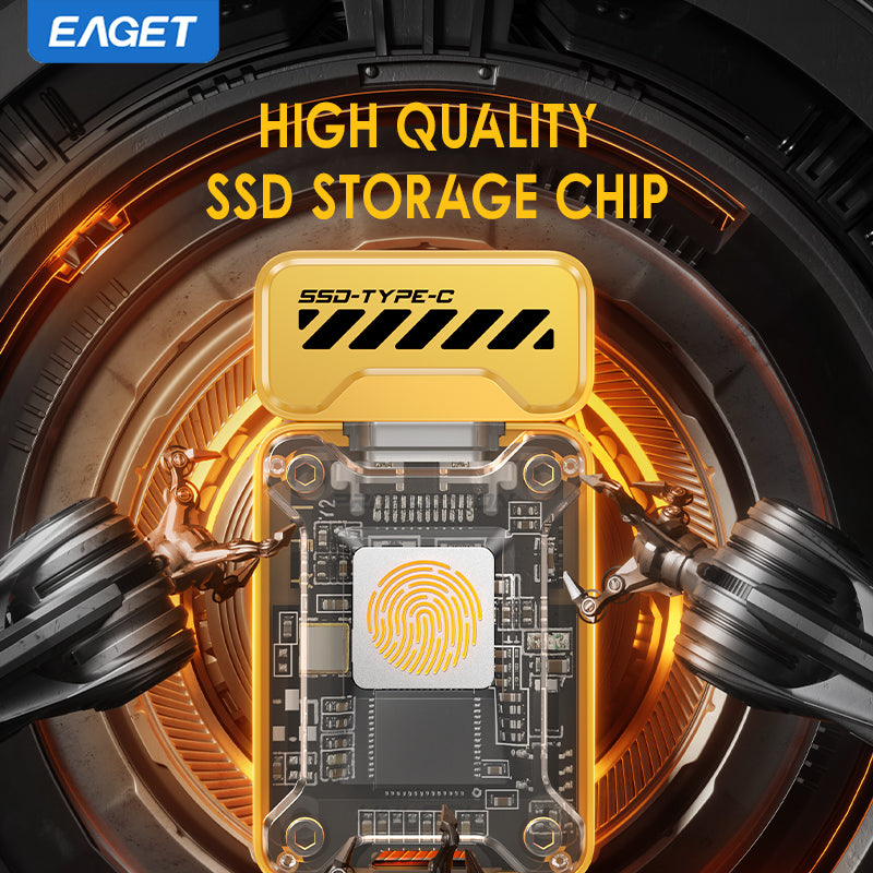 EAGET Fingerprint Encryption SSD, 128GB/512GB Type C High Speed Flash Drive