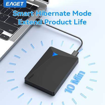 EAGET Portable External Hard Drive, Micro-B to Type-C/USB-A Mechanical Hard Drive Plug and Play USB 3.0 HDD Compatible with Mobile Phone, PS4, PC, Laptop, TV/File/Video Quick Save Fast Transmission