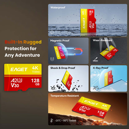 Micro SD Memory Card, A2 U3 V30, 64GB/128GB/256GB/512GB, Up to 160/100MB/s Read/Write, 4K UHD, UHS-I