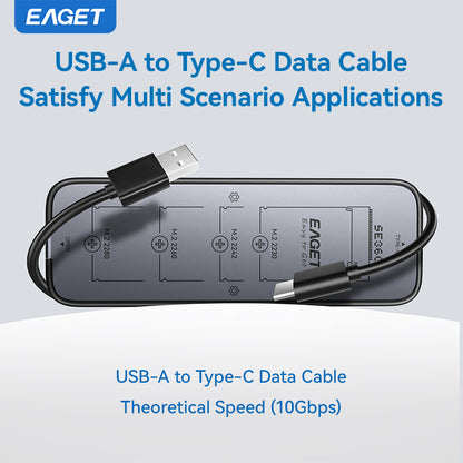 NVME & SATA M.2 SSD Enclosure Adapter, USB 3.2 Gen 2 (10 Gbps) to NVME PCIe SATA M-Key/(B+M) Key SSD External Enclosure Aluminum, Compatible with SSD 2230/2242/2260/2280