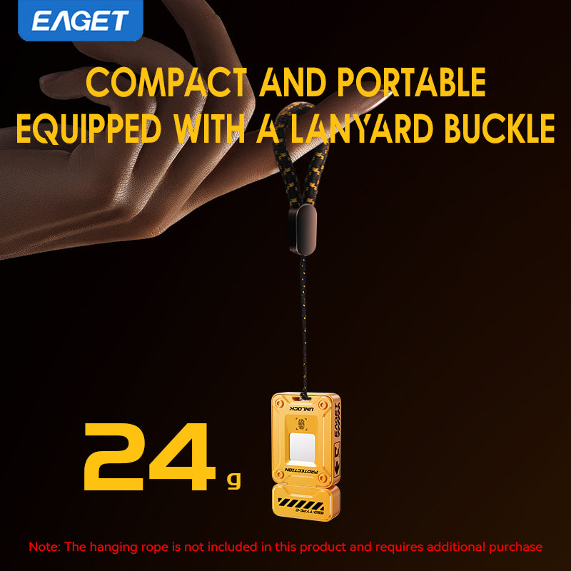 EAGET Fingerprint Encryption SSD, 128GB/512GB Type C High Speed Flash Drive