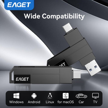 2-in-1 360° rotates USB3.2 Memory Stick, USB-A to Typc-C Flash Drive OTG Metal U Disk, High Speed Memory Stick Pen Drive 32GB/64GB128GB/256GB/512GB/1TB