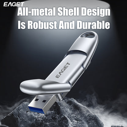 EAGET 512GB/1TB External SSD Solid State, USB 3.2 Type-C Flash Drive Disk, 1000MB/S Superior Ultra-speed Pen Drive