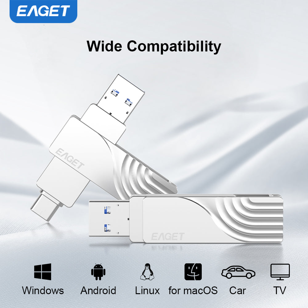 2-in-1 USB-A to Typc-C USB3.2 Flash Drive OTG Metal U Disk, 360° rotates USB Memory Stick, 32GB/64GB128GB/256GB/512GB/1TB High Speed Memory Stick Pen Drive