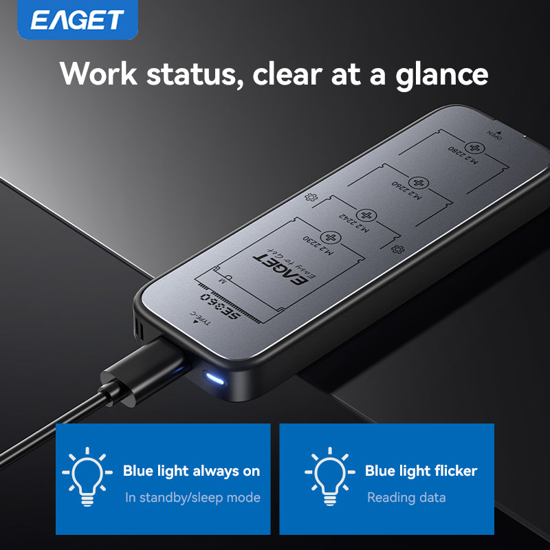 NVME & SATA M.2 SSD Enclosure Adapter, USB 3.2 Gen 2 (10 Gbps) to NVME PCIe SATA M-Key/(B+M) Key SSD External Enclosure Aluminum, Compatible with SSD 2230/2242/2260/2280