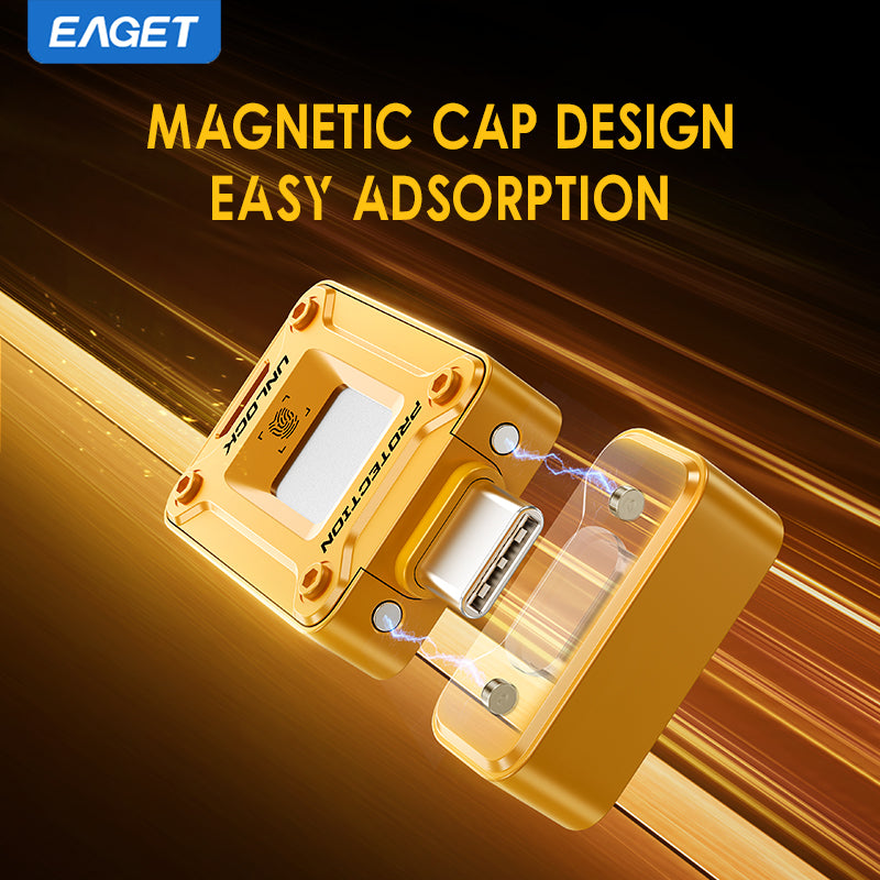 EAGET Fingerprint Encryption SSD, 128GB/512GB Type C High Speed Flash Drive