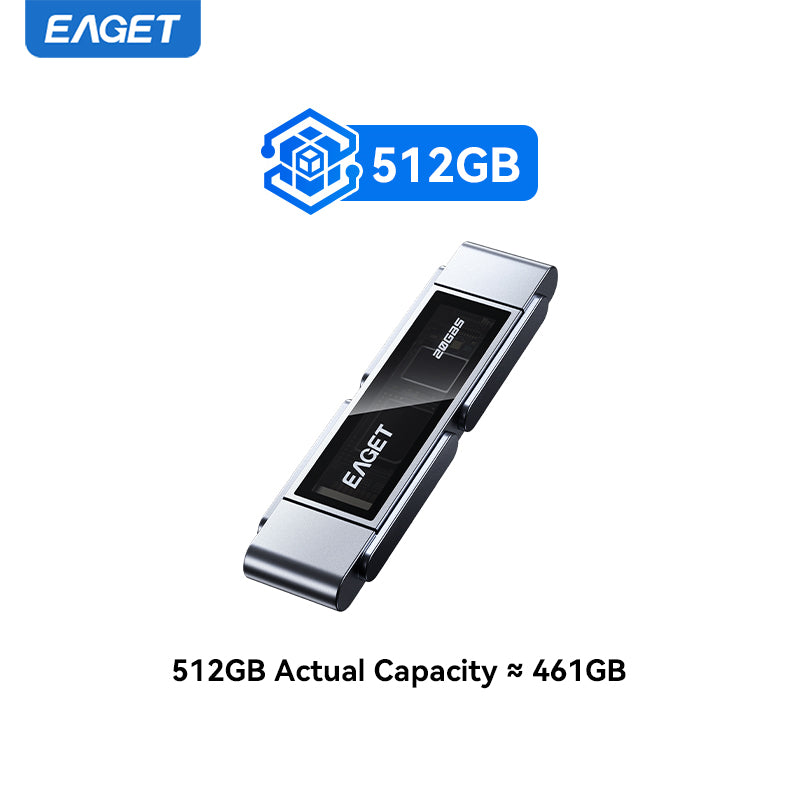 1TB/512GB Solid-State Flash Drive, USB3.2 to Type-C Dual-interface, 20Gbps High Speed Transmission