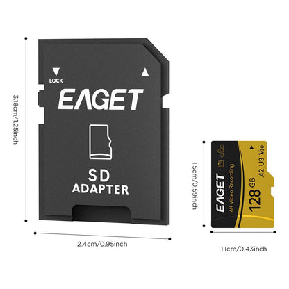 Micro SD Memory Card, A2 U3 V30, 512GB/256GB/128GB, 4K UHD, UHS-I, Up to 160/100MB/s Read/Write